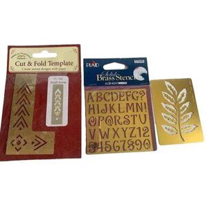 American Tradition Cut & Fold Template Plaid Brass Alphabet & Leaf Stencils Set